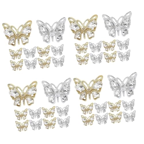VICASKY 4 Sätze Bohrer Für Nagelschmuck Reiz Nagel Charms Nageldekorationen Für Nagelkunst Trendy Charme Schmetterlinge Nageln Strasssteine Anhänger Für Nägel Legierung 10 Stück * 4 von VICASKY