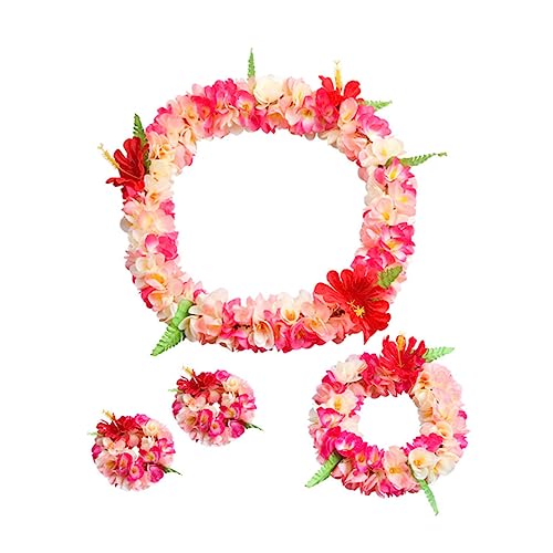 VICASKY 4 Stück Hawaiian Leis Teiliges Erwachsenen Partydekoration mit Dicken Künstlichen Blumen Girlanden Haarband Halskette und Armbändern für Tropische Luau Feier Wiederverwendbar und von VICASKY