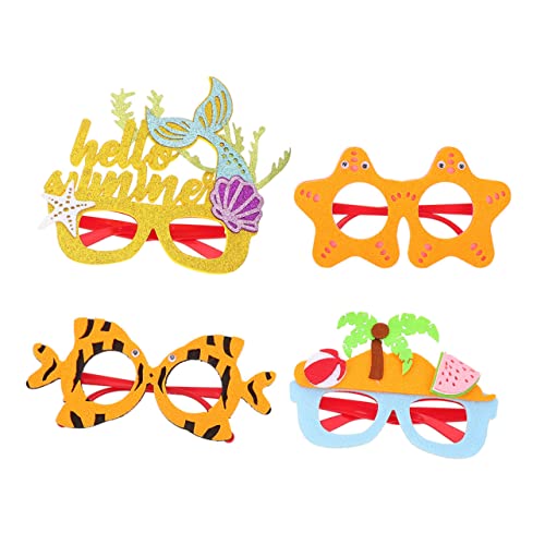 VICASKY 4 Stück Hawaiian Party Brille Lustige Dekorative Sonnenbrille für Foto Requisiten Strand und Sicher Einfach zu Tragen für Erwachsene von VICASKY