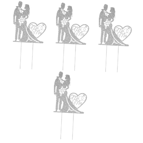 VICASKY 4 Stück Mr Mrs Hochzeitstortenaufsatz Silber Cake Topper Party Deko für Brautpaar Kuchen Dekoration Eleganter Cake Insert für Unvergessliche Hochzeitsfeiern VICASKY 4 Stück Mr Mrs Hochzeitstortenaufsatz Silber Cake Topper Party Deko für Brautpaar Kuchen Dekoration Eleganter Cake Insert für Unvergessliche Hochzeitsfeiern von VICASKY