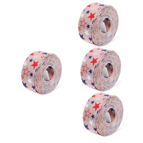 VICASKY 4 Stück Patriotisches Geschenkband mit Amerikanischem Unabhängigkeitstag Motiv Polyester Geschenkverpackungsband Lang Breit für DIY Dekoration Schleifen Kränze und Partygeschenke von VICASKY