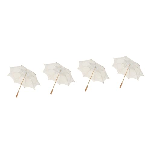 VICASKY 4 Stück Regenschirm Aus Spitze Hochzeitsdekoration Regenschirme Für Regen Spitzenschirme Regenschirm Vintage Eleganter Regenschirm Kind Hölzern Hanfu Braut Regenschirm von VICASKY
