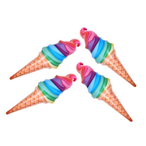 VICASKY 4 Stück Teiliges Aufblasbares Eiscreme Party Deko aus Langlebigem Realistische Eistüten Luftballons als Fotorequisite und Nachhaltige Raumdekoration für Kindergeburtstag von VICASKY