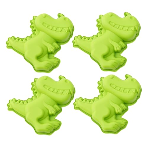 VICASKY 4 Stück Teiliges Dinosaurier Silikon Backform aus Lebensmittelechtem Hitzebeständigem Material Flexible Tierformen für Kuchen Fondant Schokolade Seifenherstellung und DIY von VICASKY