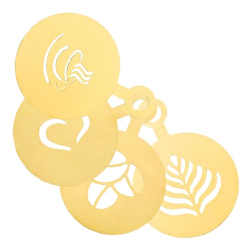 VICASKY 4 Stück Teiliges Edelstahl Kaffee Schablonen mit Hängeöse Vielseitige Latte Art Vorlagen für Cappuccino Heiße Kuchen und Kekse Wiederverwendbar für Kreative Dekorationen und VICASKY 4 Stück Teiliges Edelstahl Kaffee Schablonen mit Hängeöse Vielseitige Latte Art Vorlagen für Cappuccino Heiße Kuchen und Kekse Wiederverwendbar für Kreative Dekorationen und von VICASKY