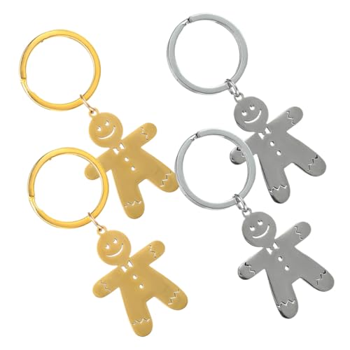VICASKY 4 Stück Teiliges Gingerbread Man Schlüsselanhänger Leichte Festliche Taschen und Schlüssel Dekoration Weihnachts Mitgebsel Geeignet für Rucksack und Alltag von VICASKY