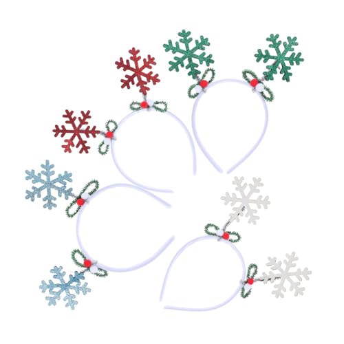 VICASKY 4 Stück Teiliges Glitzernde Schneeflocken Haarreifen Bequeme Weihnachts Party Haarbänder Festliche Kopfbedeckungen für Silvester und Winterfeier Vielseitig Kombinierbar Komfortabel von VICASKY