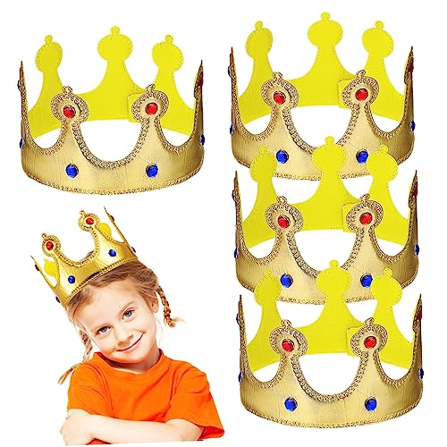 VICASKY 4 Stück Teiliges Goldene Geburtstagskronen für Papierkronen für Jungen und Mädchen Vielseitige Partydeko Verstellbare Happy Birthday Hüte für Geburtstagsfeiern und Festlichkeiten von VICASKY