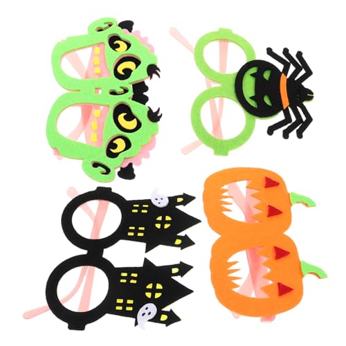 VICASKY 4 Stück Teiliges Halloween Party Brillenset für Lustige Neon Kürbis und Spinnen Rahmen Leichte Foto Requisiten für Kostüm Multifunktionale Halloween Dekoration Auffälliges Design von VICASKY