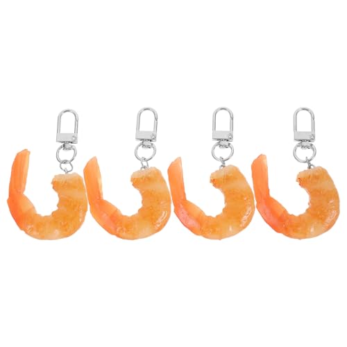 VICASKY 4 Stück Teiliges Imitationsgarnelen Schlüsselanhänger aus Langlebigem PVC Realistische Lebensmittel modelle als Charms für Schlüssel Taschen und Rucksäcke Kreative Party von VICASKY