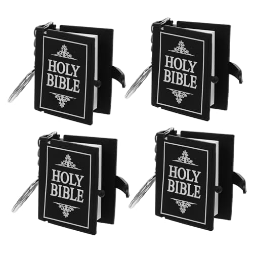 VICASKY 4 Stück Teiliges Mini Bibel Schlüsselanhänger Set mit Englischen Kompakt und Stilvoll Christliches Buchanhänger für Taufen Babypartys und Kirchliche Feiern von VICASKY