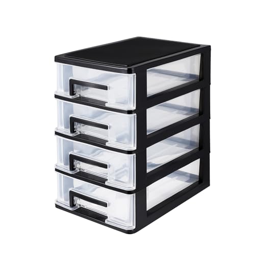 VICASKY 4-Tier Schubladenschrank Kunststoff Schubladenbox A4 Drawer Schubladen, Schwarz, Griffe zum Ziehen, Für Schlafzimmer, Bad, Schule & Büro, Schubladenschrank, Rollcontainer VICASKY 4-Tier Schubladenschrank Kunststoff Schubladenbox A4 Drawer Schubladen, Schwarz, Griffe zum Ziehen, Für Schlafzimmer, Bad, Schule & Büro, Schubladenschrank, Rollcontainer von VICASKY
