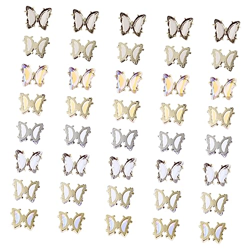 VICASKY 40 Stück Schmetterlings Nagel Charms Bunte Nail Art Dekoration Sicher und Langlebig für Kreative Nageldesigns und von VICASKY