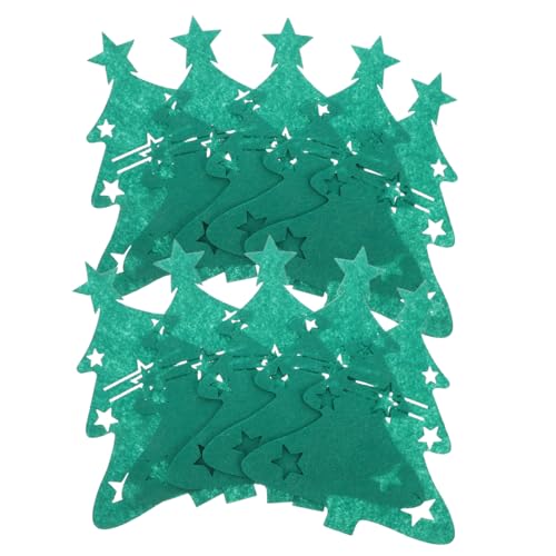 VICASKY 48 Stück Teiliges Weihnachtsbaum aus Grünem Filz Festliche Gabel Löffeltaschen Robuste Utensilienhalter für Große Feiern Kreative Tischdekoration Weihnachten von VICASKY