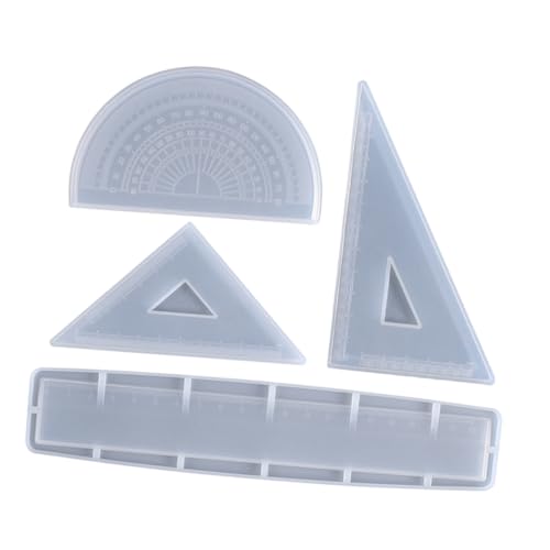 VICASKY 4er-Pack Silikon-linealformen Dreieck-gerade-epoxidharz-gussformen Bastel-linealformen Für Die Herstellung Von Winkelmesser-linealen von VICASKY