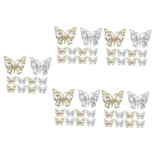 VICASKY 5 Sätze Bohrer Für Nagelschmuck Schmetterlingsanhänger Nageln Nagelkunstzubehör Trendy Charme Reiz Nail Strass-kit Strasssteine ​​für Nägel Legierung 10 Stück * 5 von VICASKY