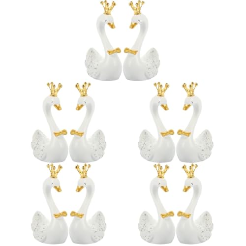 VICASKY 5 Sätze Schwan-ornamente Bescherung Weihnachten Weinachts Weihachtsgeschenk Schweinchen Zinn Dessert-topper Schwanenstatue Kuchen Mittelstücke Harz Weiß 2 Stück * 5 von VICASKY