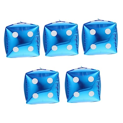 VICASKY 5 Stück Ballon dekoration blaue Würfelballons Zahlenballons Ballons Masse Ö deckenverkleidung luftballons Folienballons würfeln Partydeko der 90er Aluminiumfolie Blue von VICASKY