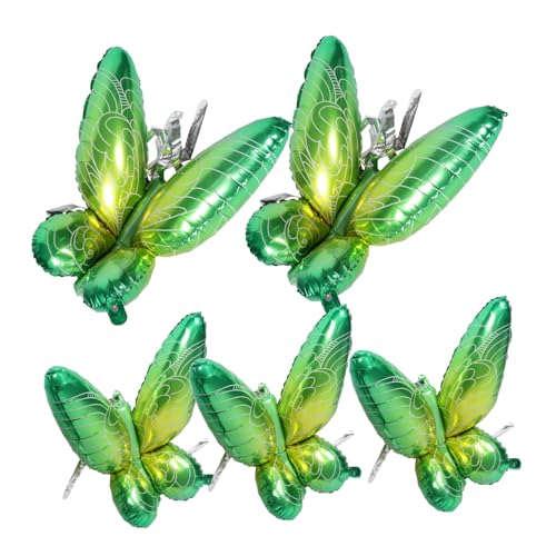 VICASKY 5 Stück Flügel Ballon Schmetterlings-gastgeschenke Feierballons Ballonaufblasvorrichtung Luftballons in Schmetterlingsform Schmetterlingsballons Heliumballons Aluminiumfolie Green von VICASKY