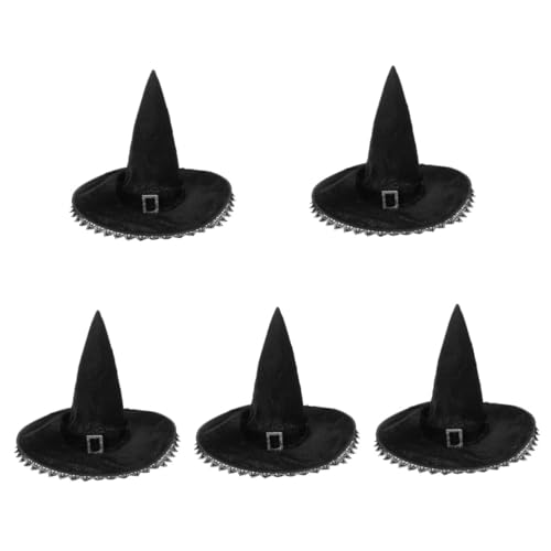 VICASKY 5 Stück Halloween Hexenhut Damen Leicht Spitz mit Spitzenbesatz Tragbar für Halloween Party Kostüm und Dekoration Stilvolles Cosplay Accessoire für Grusel und Maskenfest VICASKY 5 Stück Halloween Hexenhut Damen Leicht Spitz mit Spitzenbesatz Tragbar für Halloween Party Kostüm und Dekoration Stilvolles Cosplay Accessoire für Grusel und Maskenfest von VICASKY