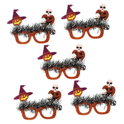 VICASKY 5 Stück Lustige Halloween Partybrille für Erwachsene Kreative Kostümbrille mit Kürbis Hexenhut und Totenkopf Design Unisex Einheitsgröße Partyzubehör und Fotorequisite von VICASKY