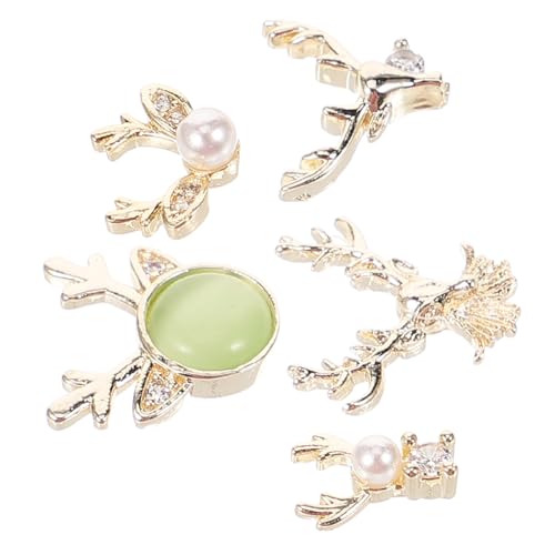 VICASKY 5 Stück Nägel Fingernagel Nagel Charme Ornamente Maniküre Reiz Nageldekorationen Für Nagelkunst Maniküre-dekore Weihnachten Aufdecken Weihnachtshirsch Nagel Charms Hallo Zirkon von VICASKY