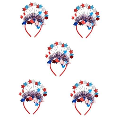 VICASKY 5 Stück Patriotisches Stirnband mit Sternen für Unabhängigkeitstag Memorial Day Festival Kopfschmuck Leicht und Robust für Party und Sportveranstaltungen von VICASKY