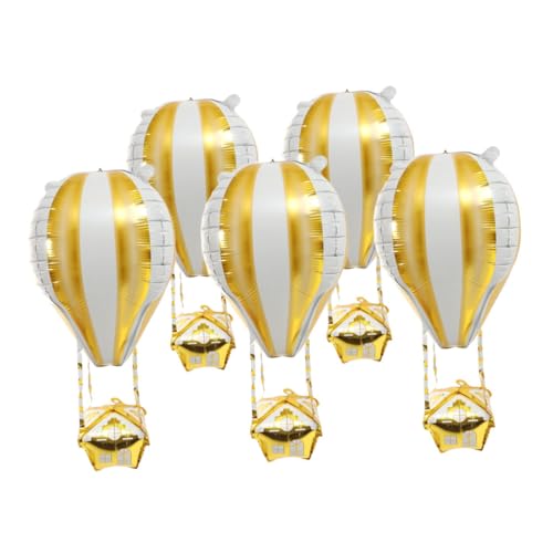 VICASKY 5 Stück Teiliges Goldene Aluminium Folien Luftballons Heißluftballon Form Langlebige Partydekoration für Geburtstagsfeiern Babypartys Hochzeiten und Festveranstaltungen VICASKY 5 Stück Teiliges Goldene Aluminium Folien Luftballons Heißluftballon Form Langlebige Partydekoration für Geburtstagsfeiern Babypartys Hochzeiten und Festveranstaltungen von VICASKY