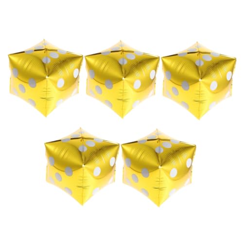 VICASKY 5 Stück Teiliges Würfel Luftballons aus Aluminiumfolie Kreative Goldene Folienballons für Hochzeiten und Geburtstagsfeiern Foto Requisiten für Casinospiele VICASKY 5 Stück Teiliges Würfel Luftballons aus Aluminiumfolie Kreative Goldene Folienballons für Hochzeiten und Geburtstagsfeiern Foto Requisiten für Casinospiele von VICASKY