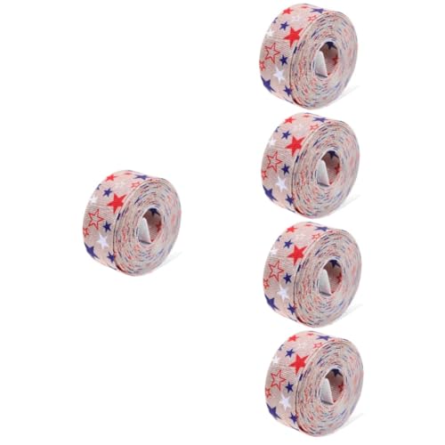 VICASKY 5 Stück Unabhängiges Of July Geschenkband DIY Schleifenband mit Patriotic Sternen Streifen Muster für Blumenverpackung und Basteldekoration von VICASKY