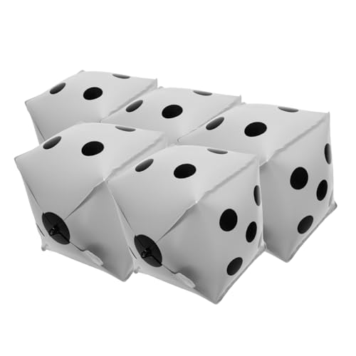 VICASKY 5 Stück Würfelförmige Aluminiumfolie Ballons für Partydekorationen Weiß Wiederverwendbar für Spielnächte Weihnachten und Abschlussfeiern von VICASKY