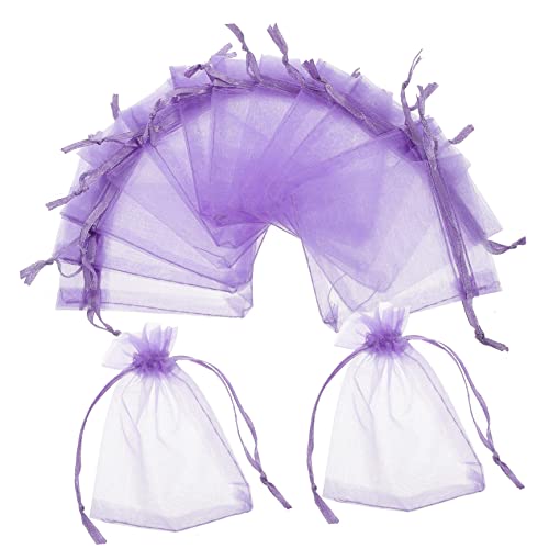 VICASKY 50 Stück Lila Organzabeutel Schmuckverpackungstaschen mit Zugband für Süßigkeiten und Partys Leicht und Tragbar von VICASKY