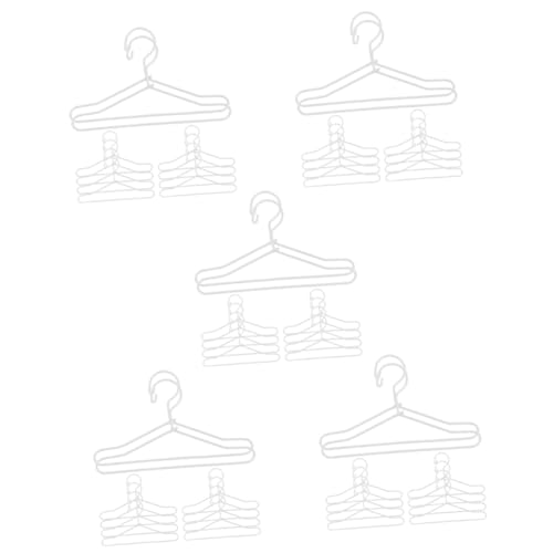 VICASKY 50 Stück Mini-aufhänger Kleider Für Kinder Kleiderständer Kleinkind Kleider Puppenkleiderbügel Spielhaus Aufhänger Kleinkind Puppen Kleidung Glas Neugeboren Metall Weiß Damenbinde von VICASKY