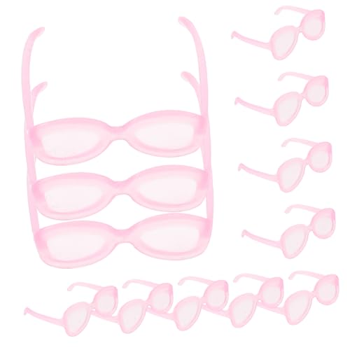 VICASKY 50 Stück Minipuppenbrille kunststoffgläser Puppen Kunststoffbrillen Puppenmöbel Puppenhausfiguren Miniatur stilvolle Brillenrequisiten Brille für Puppe Plastik Rosa von VICASKY