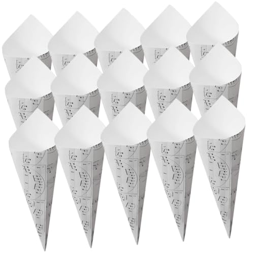 VICASKY 50 Stück Papierblumen mit Musikalischem Notenmuster Kleine Kraftpapier für Hochzeitsdeko als Blütenhalter und Konfetti Tüten für Party und Feierlichkeiten von VICASKY