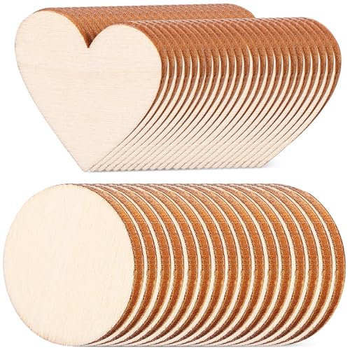 VICASKY 50 Stück 25mm Künstlerisches DIY Schnitzen und Malen Holzherzen Hochzeit Dekoration, Naturholzscheiben Unlackiert, Handwerk Verzierungen für Gastebuch Beschriften von VICASKY