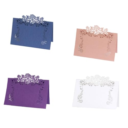 VICASKY 50 Stück Tischkarten Hochzeit Dunkelviolett Europäischer Stil Platzkarten Vintage Papier Kreative Namenskarten für Party Bankett Gästesitzordnung von VICASKY