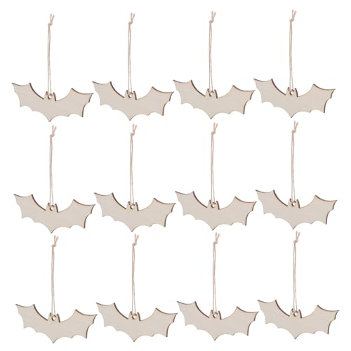 VICASKY 50 Stück Unlackierte Holz Fledermaus Anhänger Halloween Diy Holzdekorationen zum Bemalen Mehrzweck Bastelornamente für Party und Herbstdeko Wiederverwendbare Holzfiguren für von VICASKY