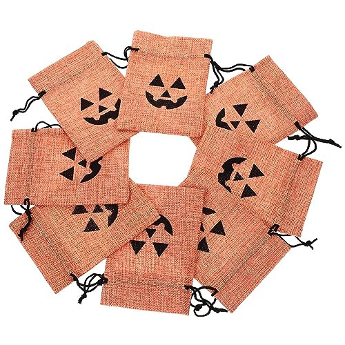 VICASKY 50Stücke Halloween Kordelzugbeutel mit Kürbis Wiederverwendbare Taschen für Süßigkeiten und Kleine für Halloween Feiern und Süßes oder Saures von VICASKY