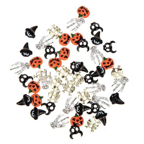 VICASKY 50Stücke Halloween Nagelkunst Charms Kreative DIY Nageldekorationen mit Kürbis Schädel Hexe für und Langlebige Nagelverzierungen für Halloween von VICASKY