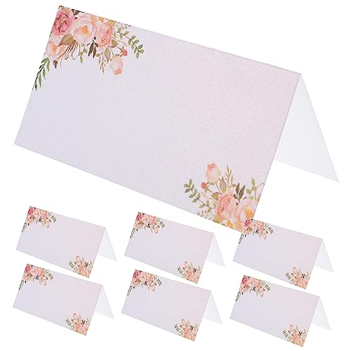 VICASKY 50Stücke Hochzeit Tischkarten mit Floralem Druck Beschreibbare Namenskarten für Hochzeitsfeiern Platzkarten für Tischdekoration und Gästeanordnung von VICASKY