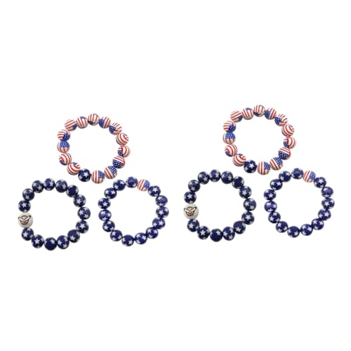 VICASKY 6 Stck. Patriotisches Teiliges Armband mit Elastischen Holzperlen Flaggenmuster Langlebig Angenehm zu Tragen für Unabhängigkeitstag Partygeschenk Passend für Handgelenke VICASKY 6 Stck. Patriotisches Teiliges Armband mit Elastischen Holzperlen Flaggenmuster Langlebig Angenehm zu Tragen für Unabhängigkeitstag Partygeschenk Passend für Handgelenke von VICASKY