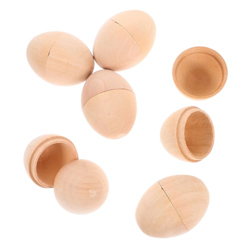 VICASKY 6 Stück DIY Holz Ostereier Unbehandelte Holz Eier zum Bemalen für Kreative Bastelprojekte Langlebige Deko für Ostern und Feierlichkeiten für Familienaktivitäten von VICASKY