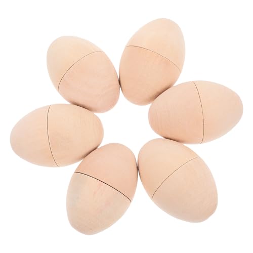 VICASKY 6 Stück Hohle Holzeier Ostern Diy-Bastelarbeiten Unbehandeltes Holz Leere Eier Malerei Kreative Dekoration Holzeier Osterbasteln Aus Holz Zum Bemalen Weißes Befüllbares Ei von VICASKY