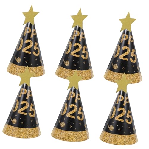VICASKY 6 Stück Schwarzgoldene Year Papierhüte Partyhüte aus Atmungsaktivem Papier Komfortabel und Stilvoll für Silvester und Neujahrsfeiern Vielseitig Einsetzbar von VICASKY