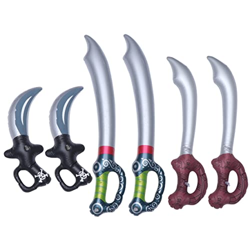 VICASKY 6 Stück Teiliges Aufblasbares Piratenschwert Set Leichtes PVC für Party und Halloween Zubehör Sicher und Einfach Aufzublasen Geeignet für Jungen und Mädchen von VICASKY