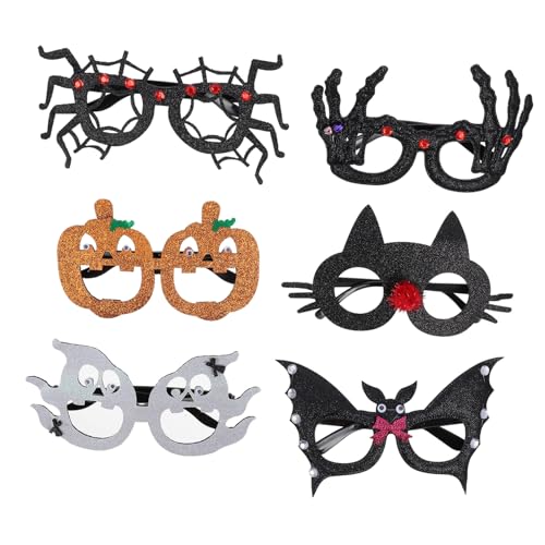 VICASKY 6 Stück Teiliges Halloween Brillen mit Spider Kürbis Geist Katze Totenkopf und Fledermaus Motiven Kreative Partydekoration für Halloween Kostüm Foto Requisiten Karneval und VICASKY 6 Stück Teiliges Halloween Brillen mit Spider Kürbis Geist Katze Totenkopf und Fledermaus Motiven Kreative Partydekoration für Halloween Kostüm Foto Requisiten Karneval und von VICASKY