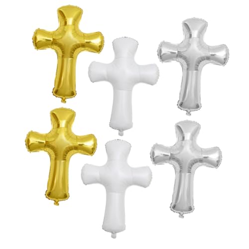 VICASKY 6 Stück Teiliges Kreuz Folienballon für Taufe Kommunion und Jugendweihe Silberfarbene Deko Luftballons Einfach Aufzublasen Vielseitig für Babyfeste und Religiöse Feiern Geeignet VICASKY 6 Stück Teiliges Kreuz Folienballon für Taufe Kommunion und Jugendweihe Silberfarbene Deko Luftballons Einfach Aufzublasen Vielseitig für Babyfeste und Religiöse Feiern Geeignet von VICASKY