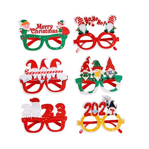 VICASKY 6 Stück Teiliges Weihnachtsbrillen aus Filz mit Verschiedenen Motiven Lustige Party Dekoration und Fotorequisite Sichere Materialien für Weihnachtsfeiern und Festliche Innenräume von VICASKY