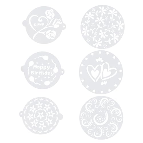 VICASKY 6 Stück Teiliges Weiße Backschablonen für Kreative Tortendeko Flexible Kunststoff Schablonen mit Feinen Mustern für Kuchen Mousse Cupcakes und Kaffeeverzierung von VICASKY